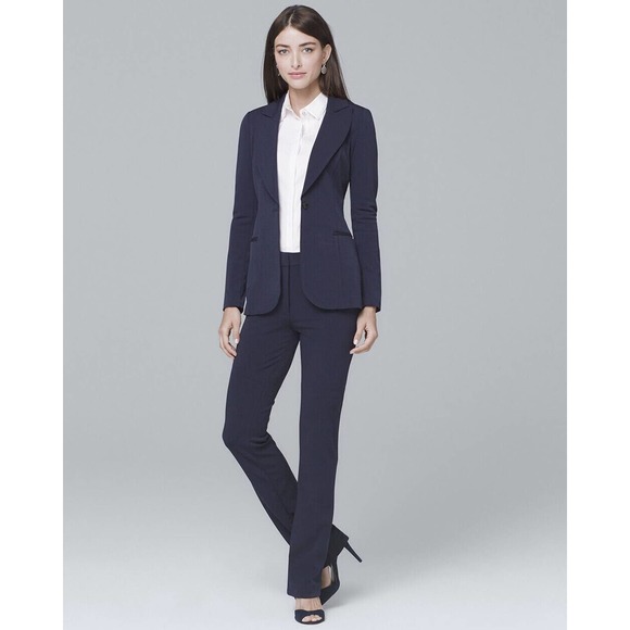White House Black Market Essential The Slim Pants Navy Blue Women's 12 H13943 - Picture 3 of 12